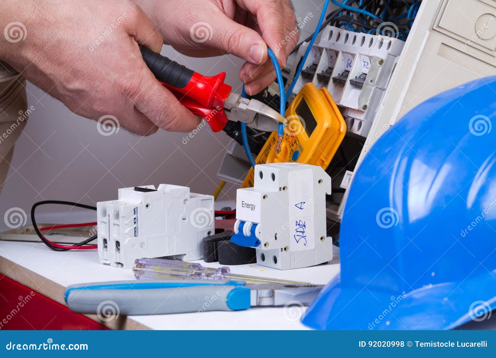 Cutting the cables stock photo. Image of mounting, appliance 92020998