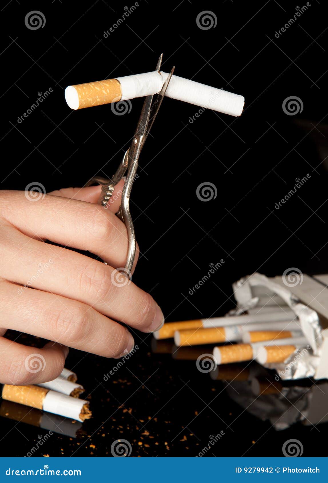 Cutting a cigarette stock photo. Image of refuse, scissors 9279942