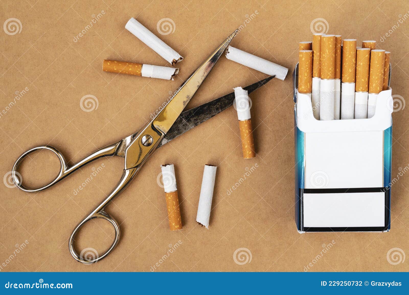 Cutting Cigarettes by Scissors Stock Photo Image of tobacco