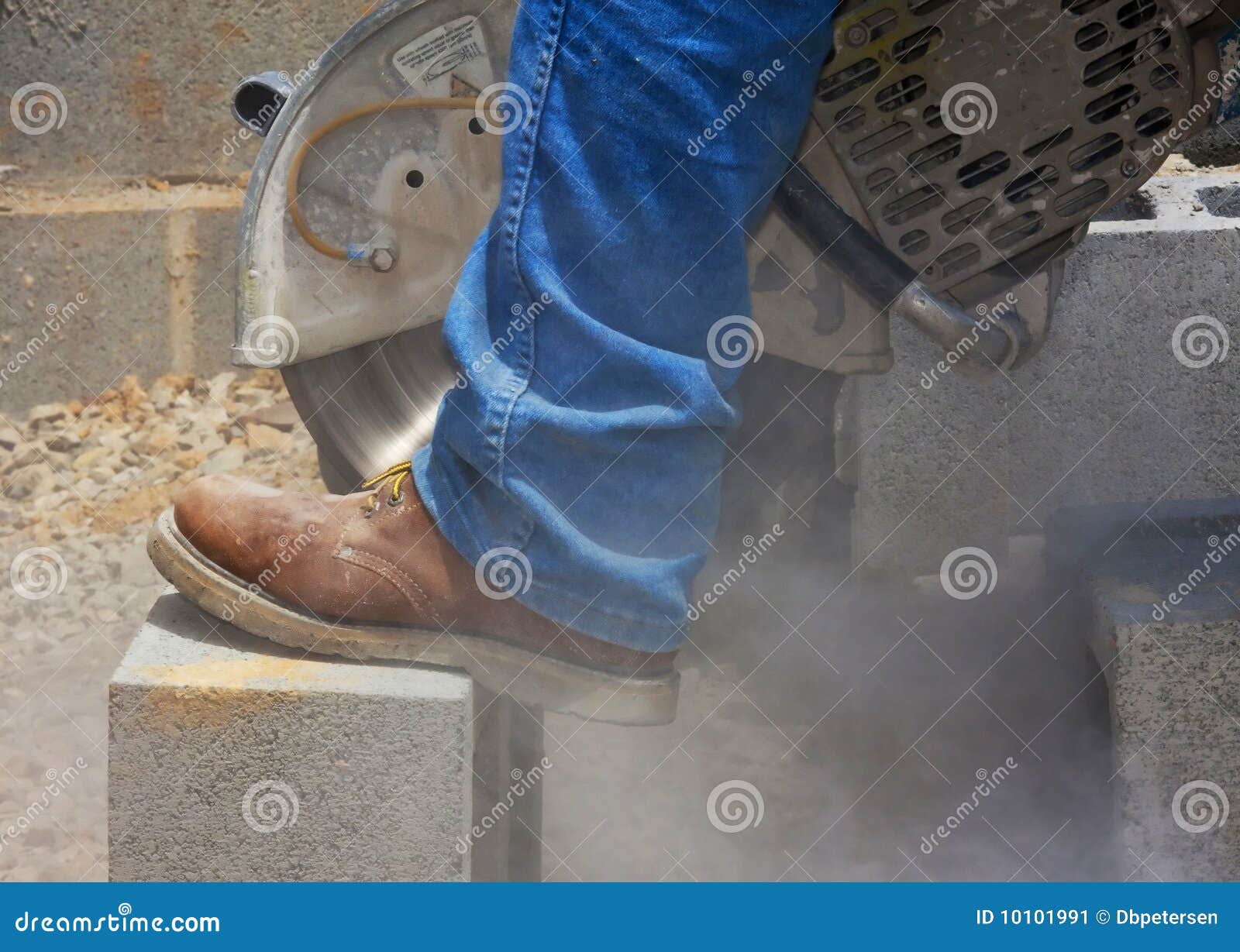 Cutting Cinder Block stock image. Image of construction - 10101991