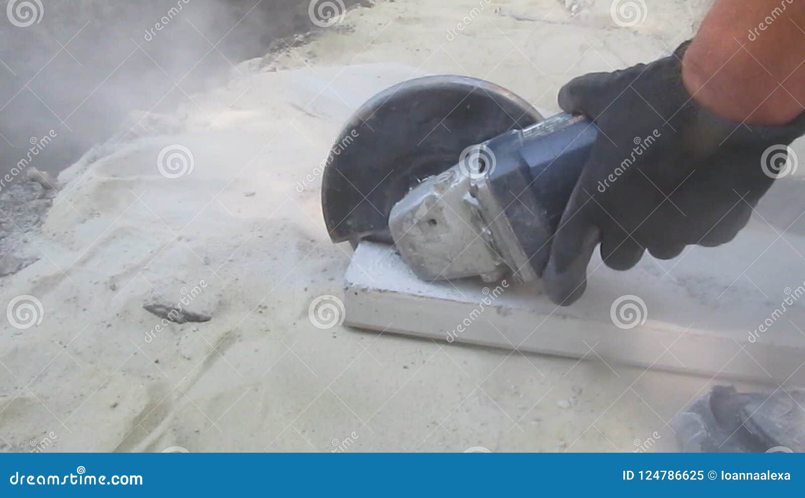 Cutting The Concrete Slab With An Angle Grinder 15s Stock Video