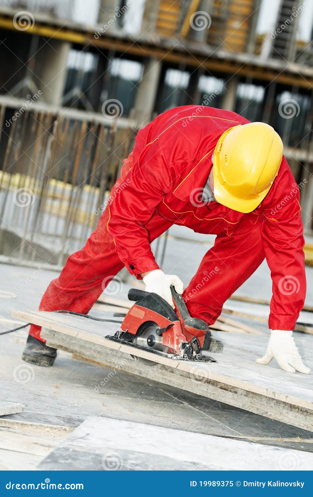 Cutting Construction Wood Board Stock Image Image of installer