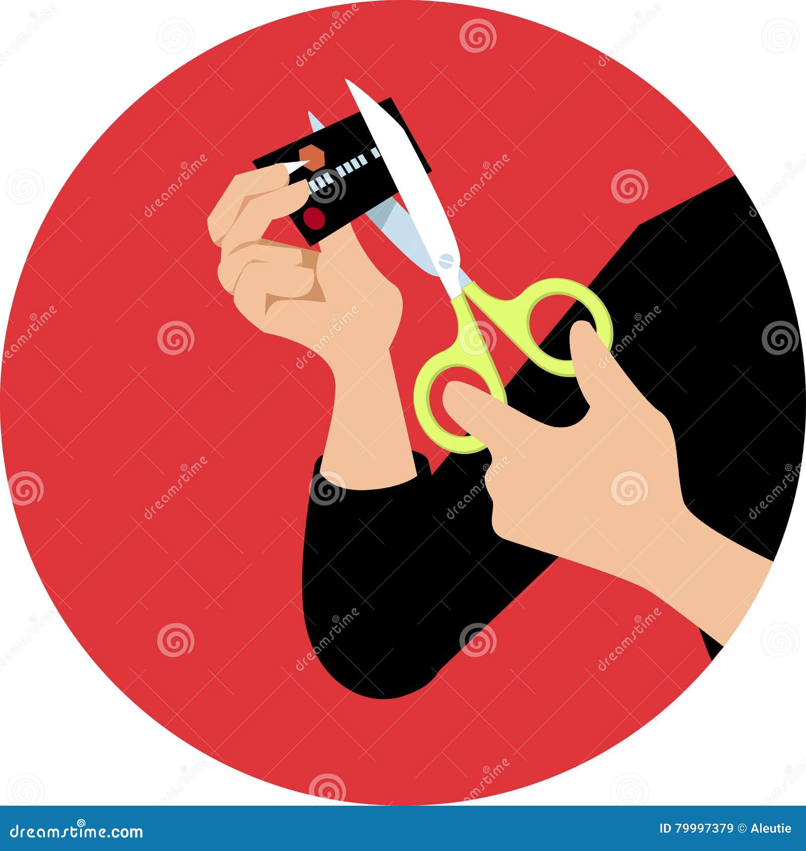 Cutting a credit card stock vector. Illustration of problem 79997379