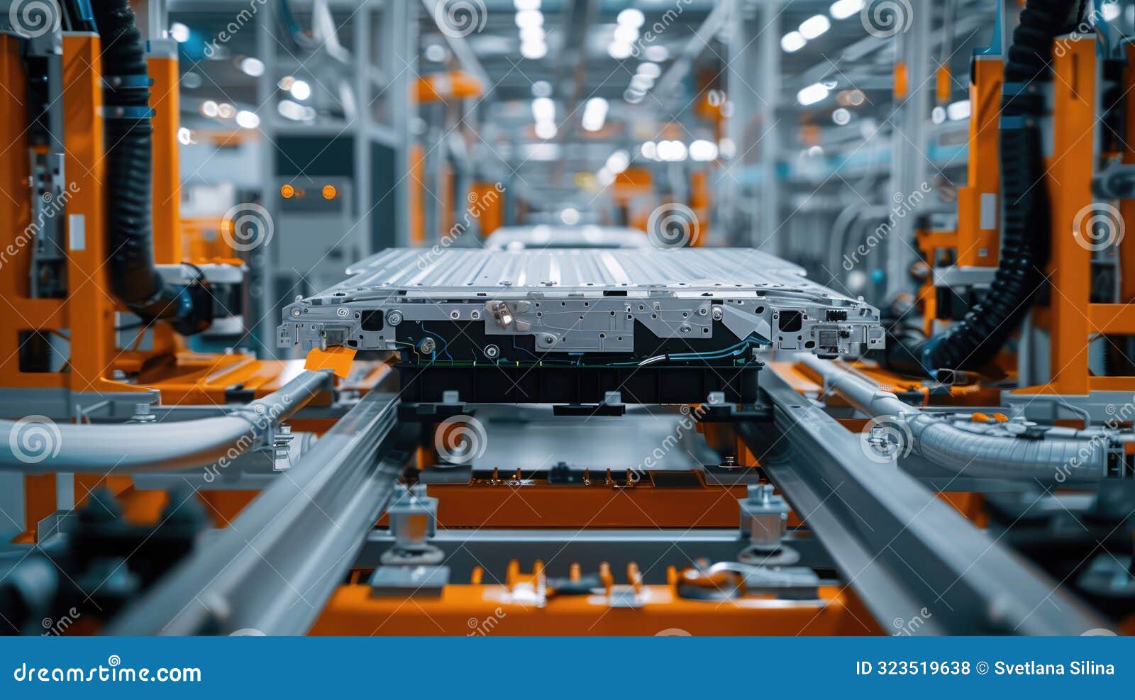 Cuttingedge Factory with Engineer Working on EV Battery Components