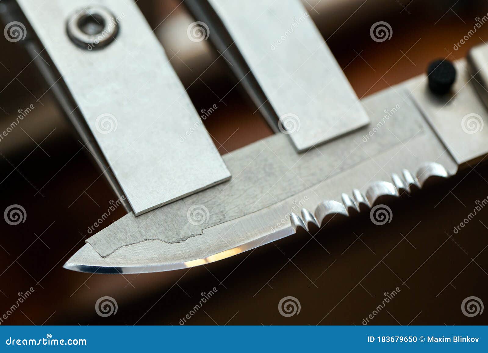 Cutting Edge of the Knife in Clips Stock Photo Image of sharpened
