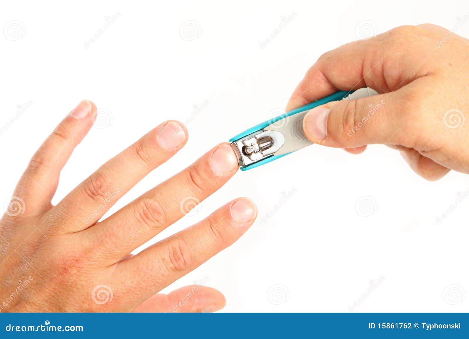 Cutting finger nails stock photo. Image of isolated, hygiene - 15861762