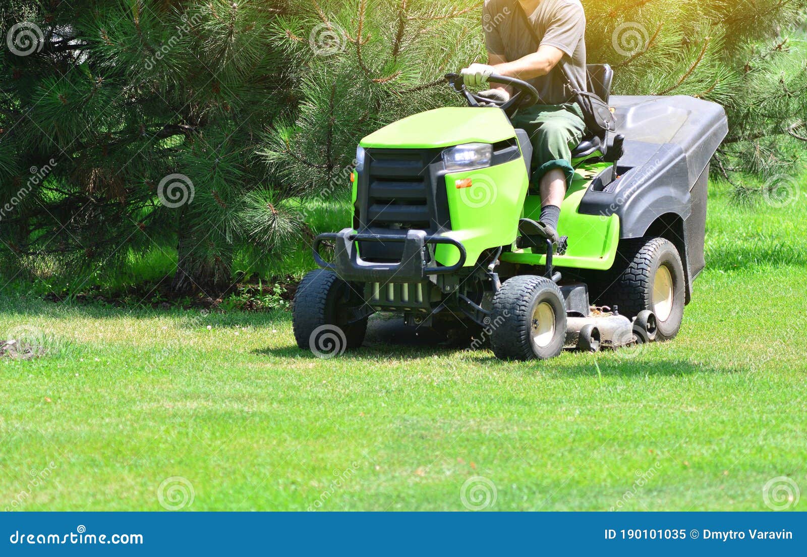 Cutting Grass with Lawn Mower Machine Stock Image Image of meadow