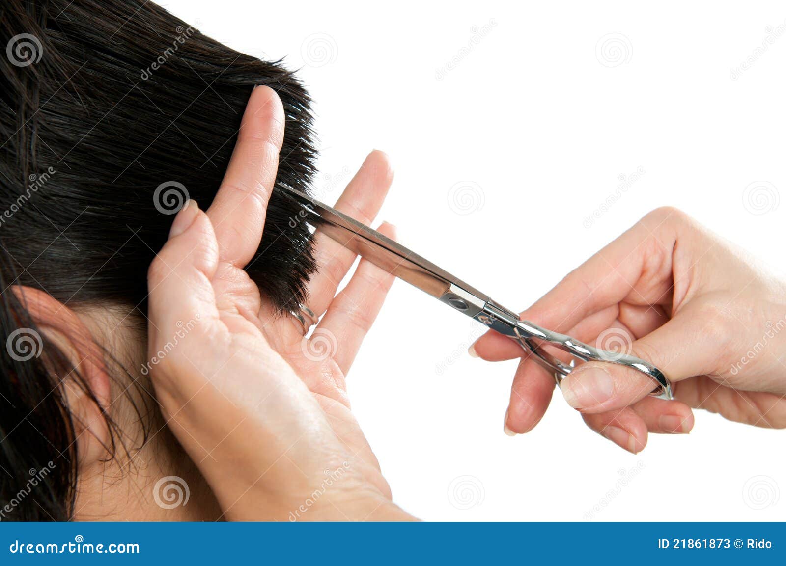 cutting hair with scissors