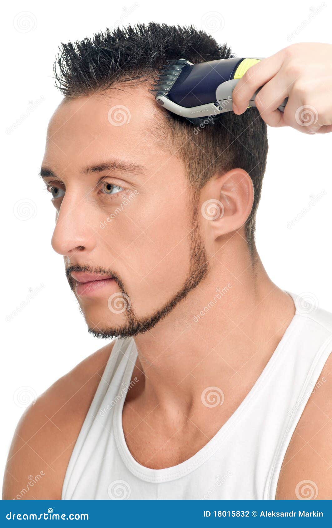 Cutting Hairs of Attractive Man Stock Photo Image of head, adult