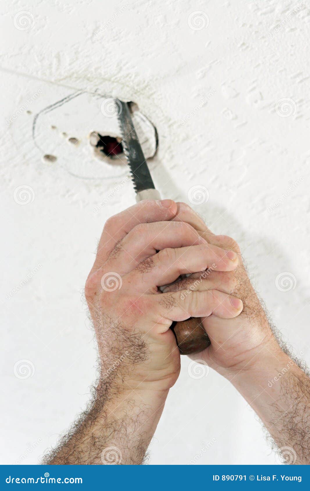 Cutting Hole for Ceiling Box Stock Image Image of compliant, install