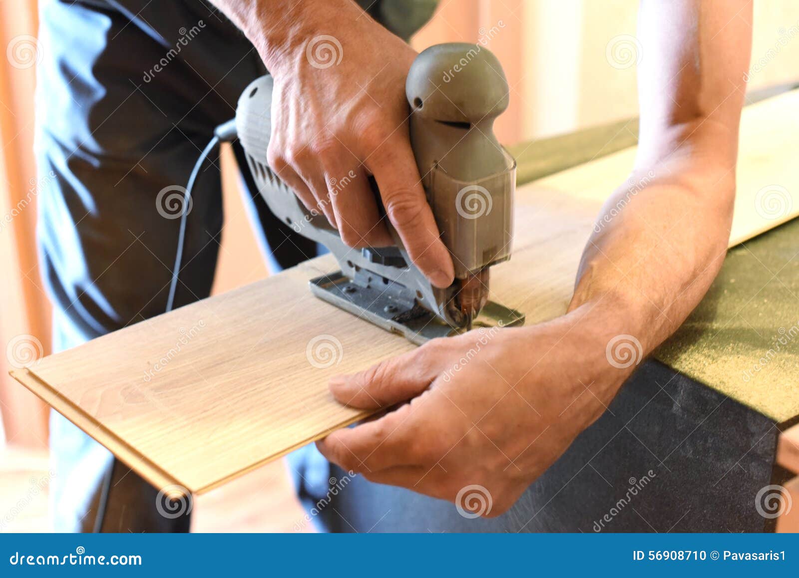 Cutting Laminate Electric Saw Stock Photo Image of carpentry