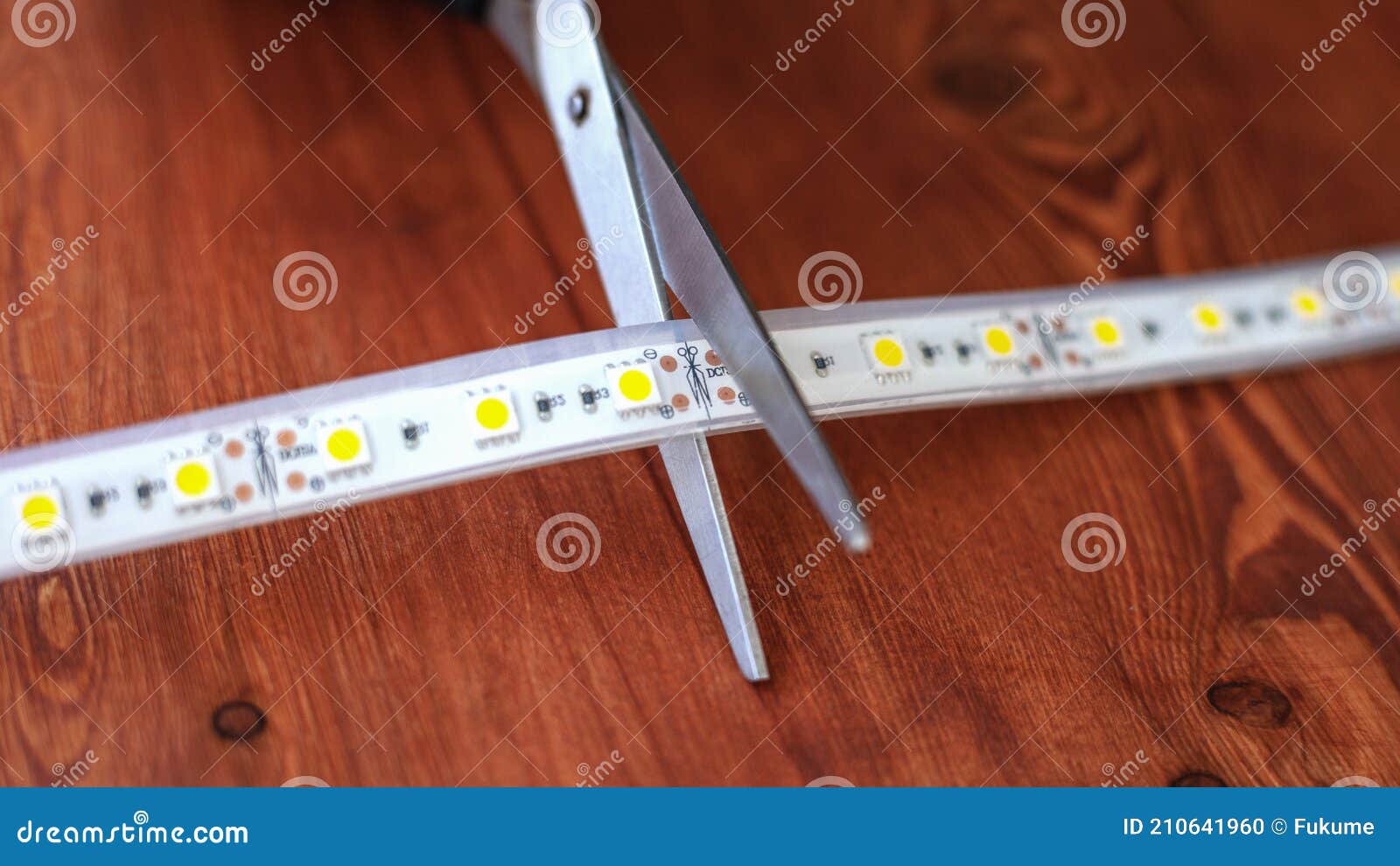 Cutting the LED Strip during Installation Closeup Stock Photo Image