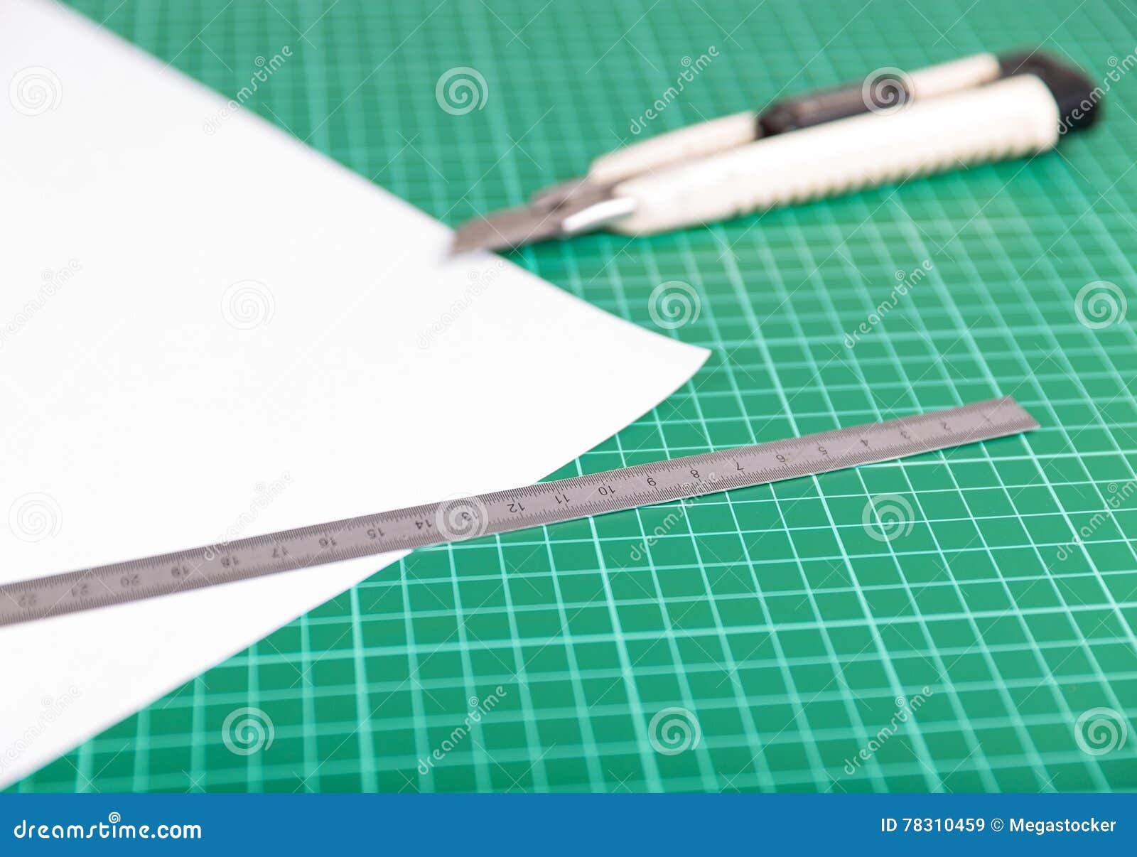 Cutting Mat with Ruler and Cutter Stock Image Image of pattern