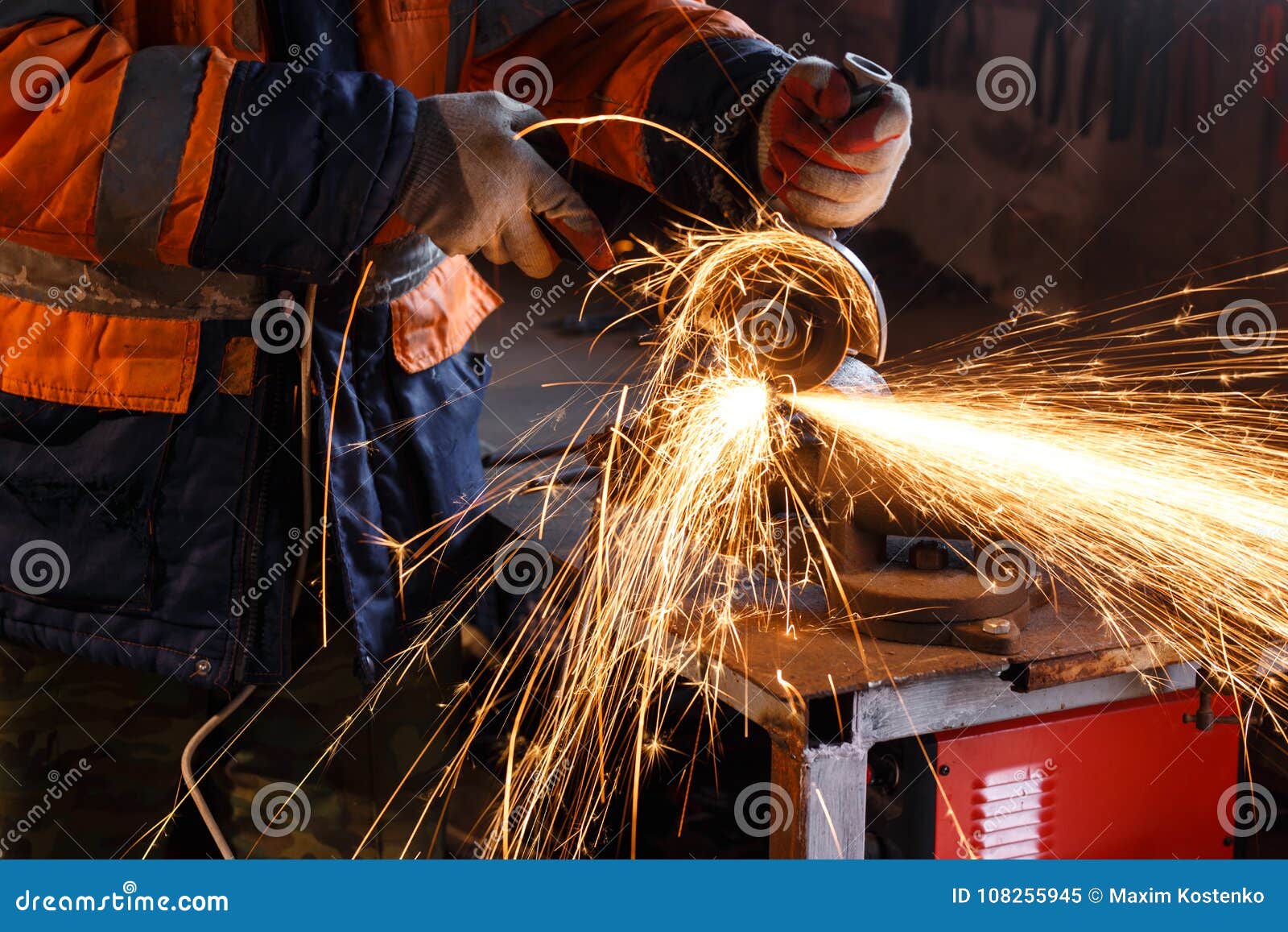 Cutting Metal with Angle Grinder. Stock Image Image of figure