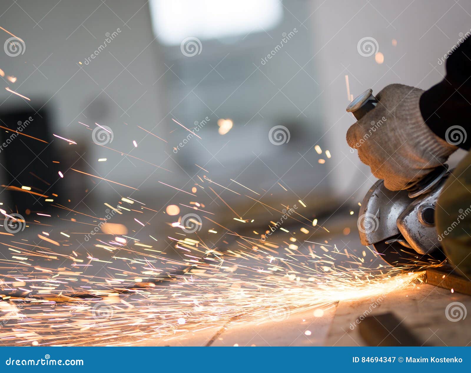 Cutting Metal with Angle Grinder. Stock Image Image of manual