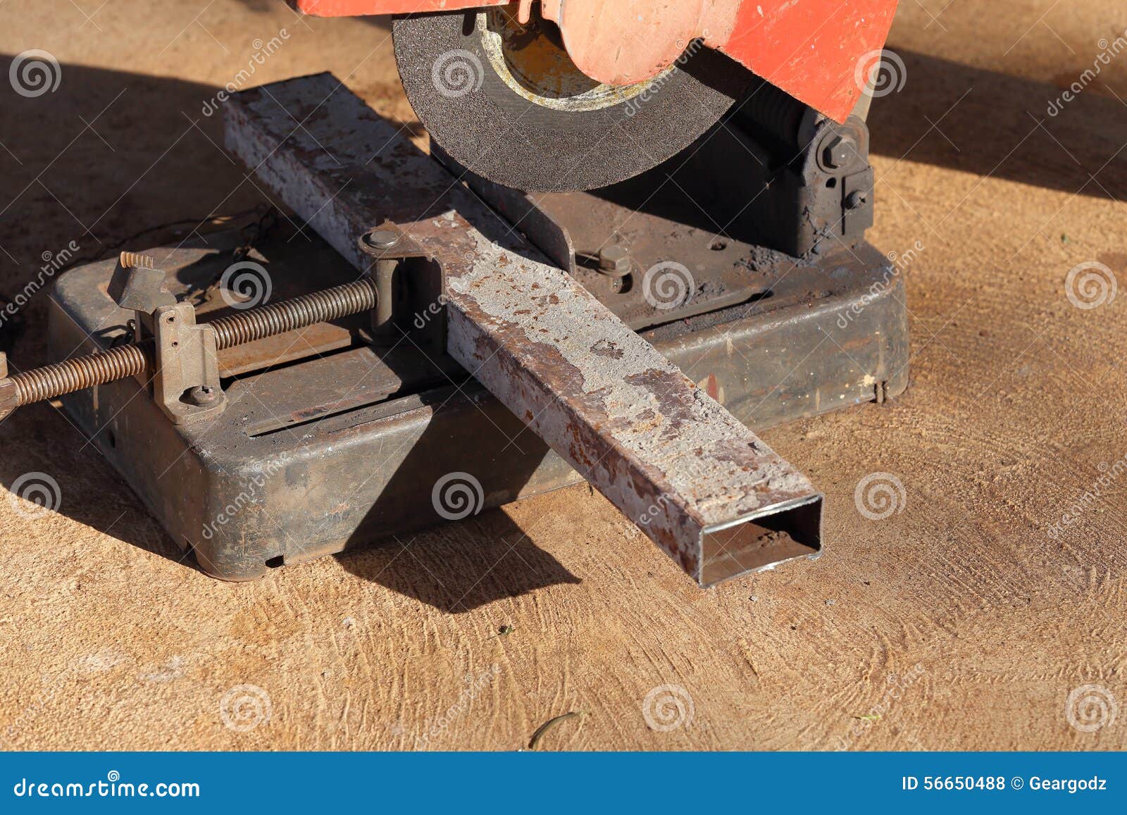 Cutting a Metal and Steel with Compound Mitre Saw with Sharp Stock