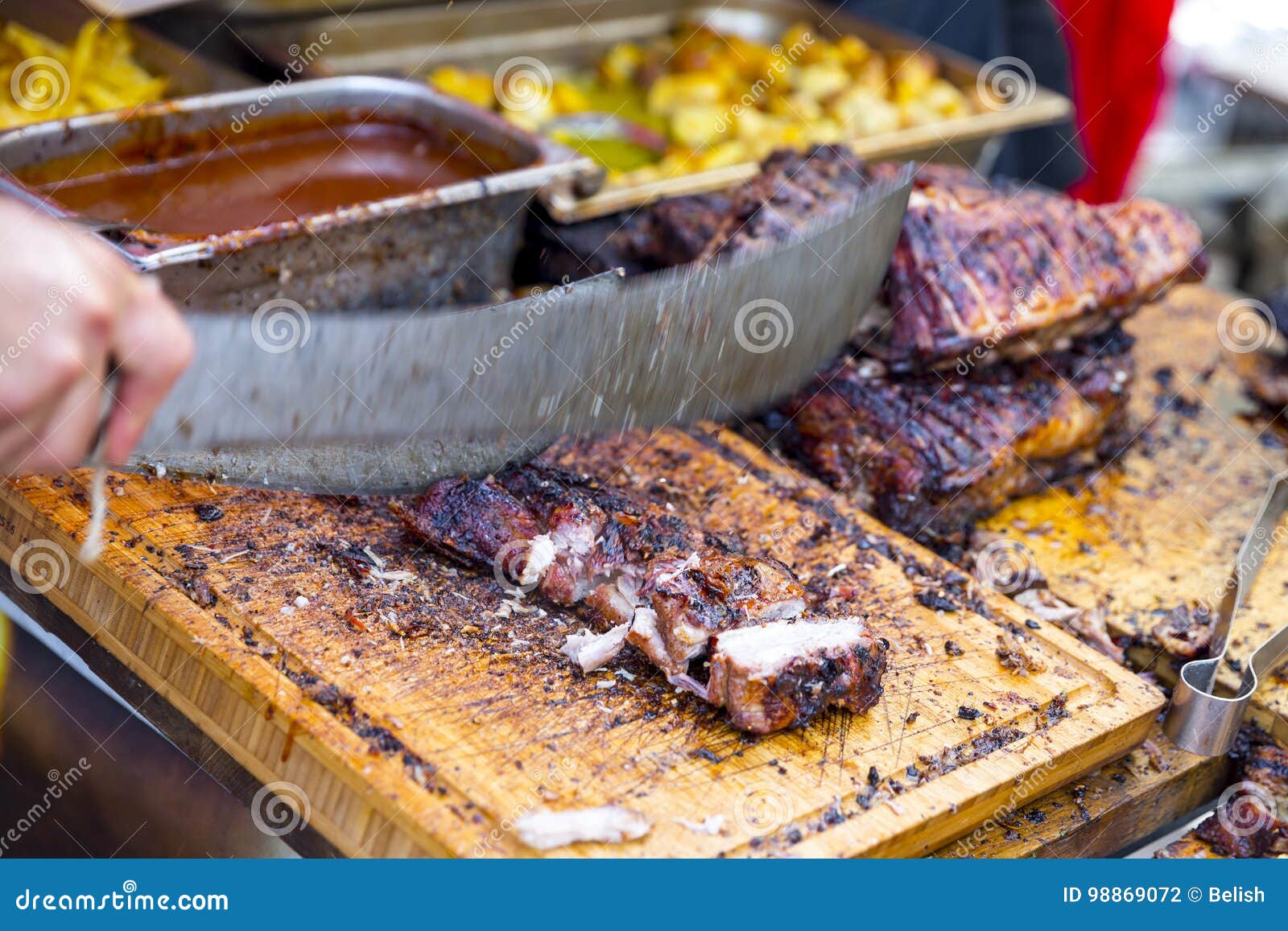 Roasted Roast Beef Cut into Slices Stock Photo Image of slice, knife