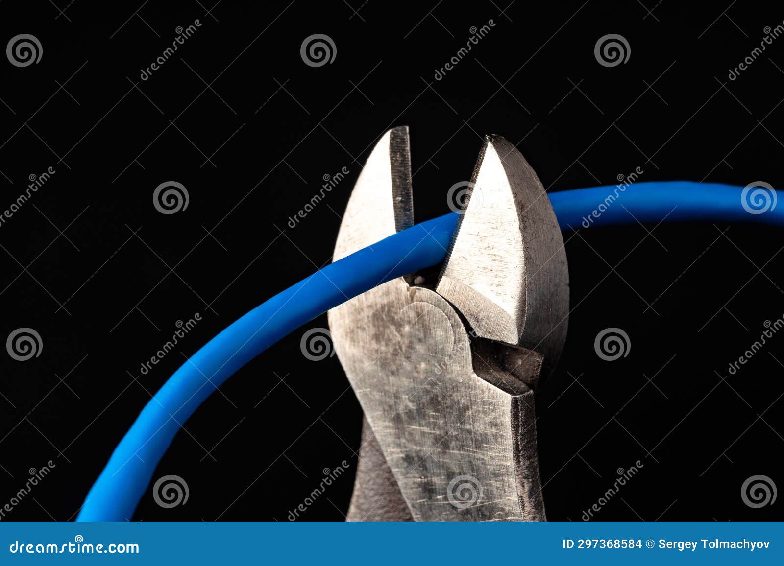 Cutting Pliers Cut Electric Cable Close Up Stock Photo Image of