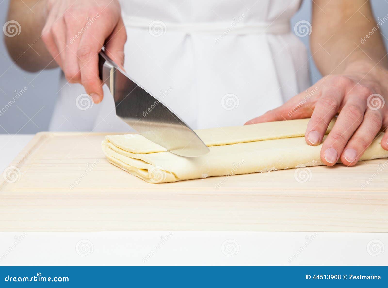 Cutting Raw Dough in Flour with a Knife Stock Photo Image of portion