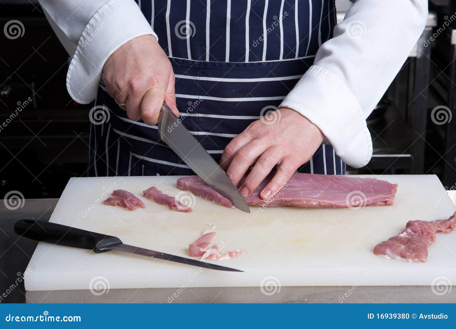 Cutting Raw Meat with Knife Stock Photo Image of animal, chef 16939380
