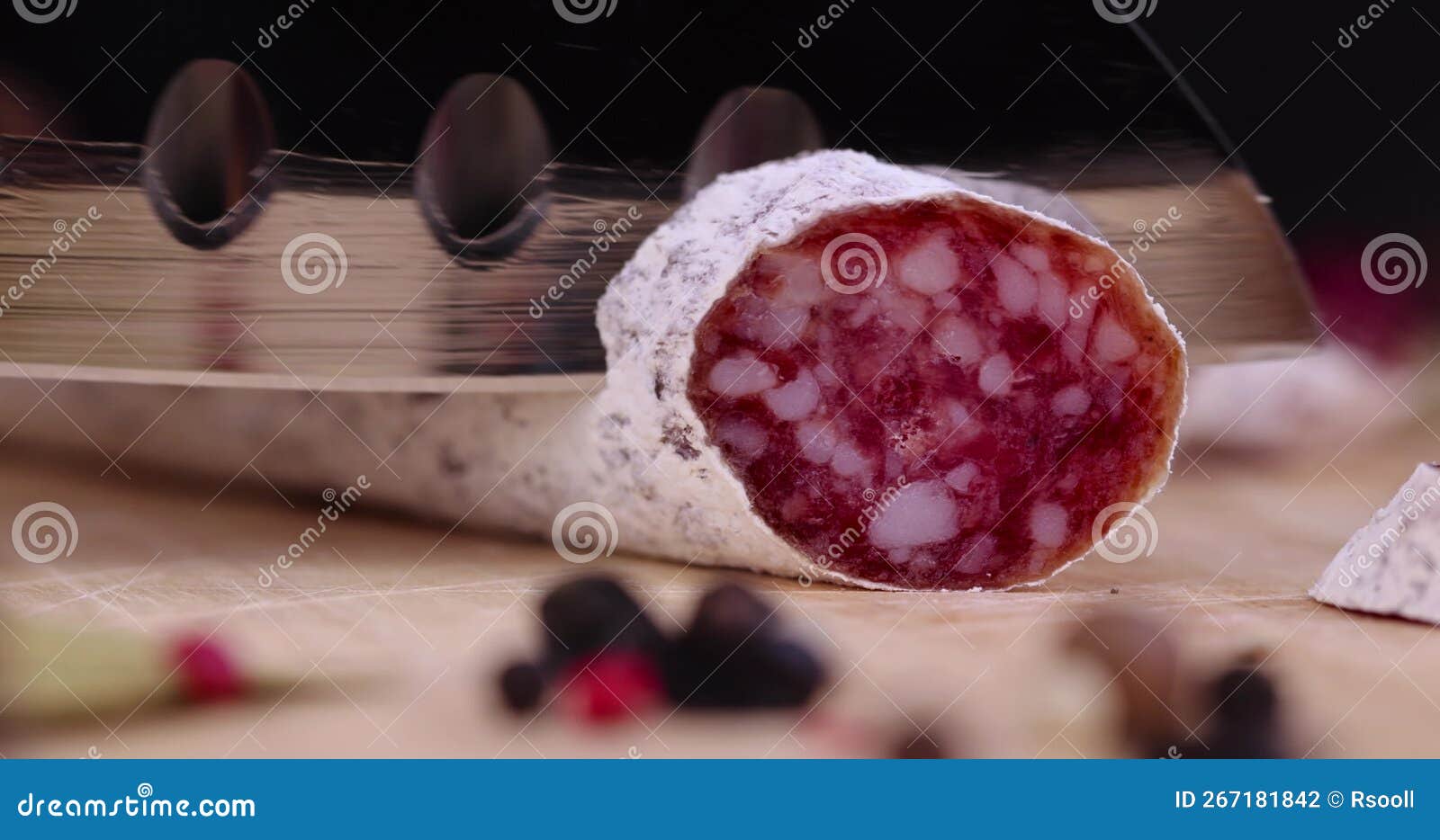 Cutting Sausage with White Mold Stock Footage Video of cinnamon, salt