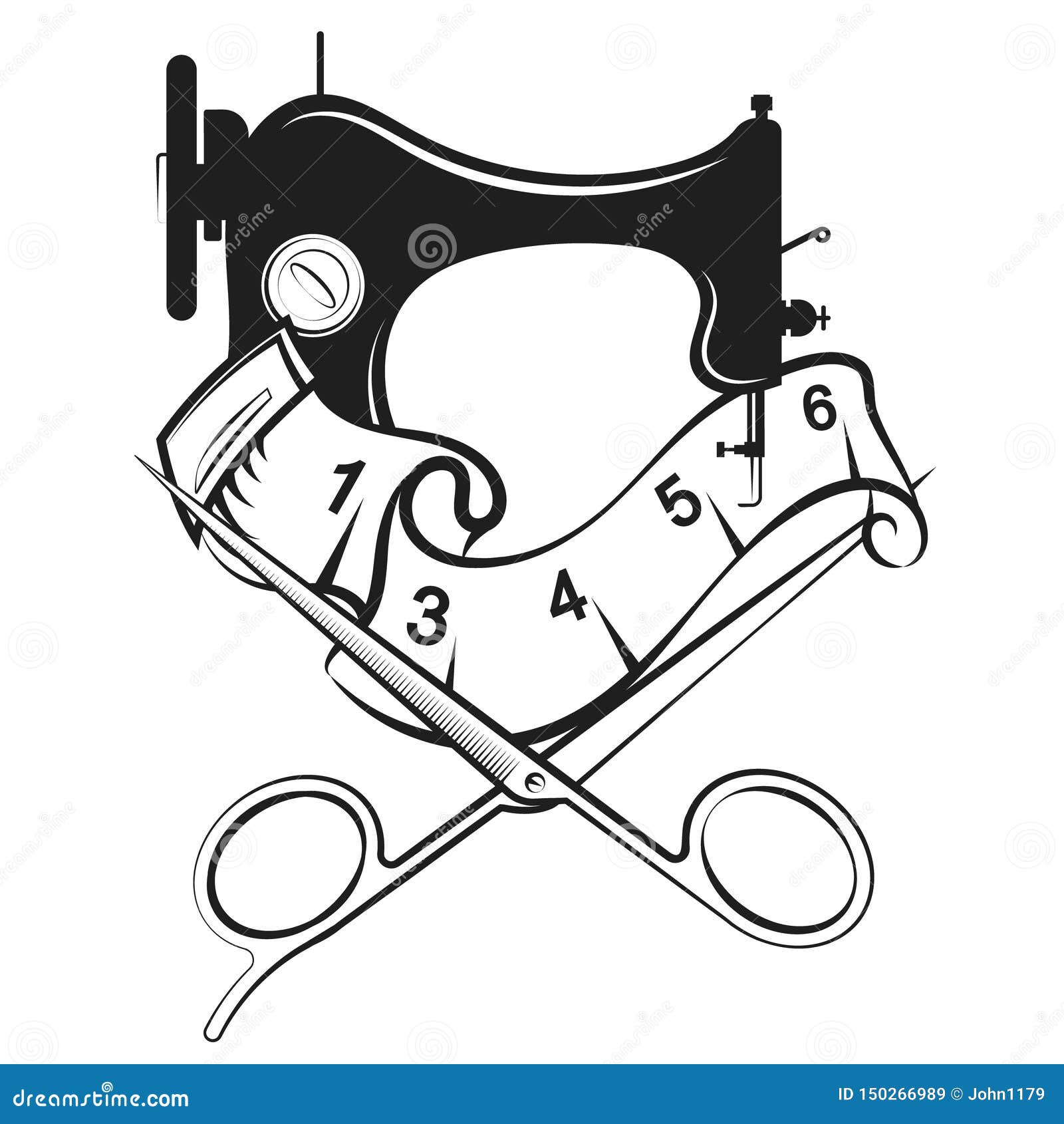 Cutting and Sewing Silhouette Design Stock Illustration - Illustration ...