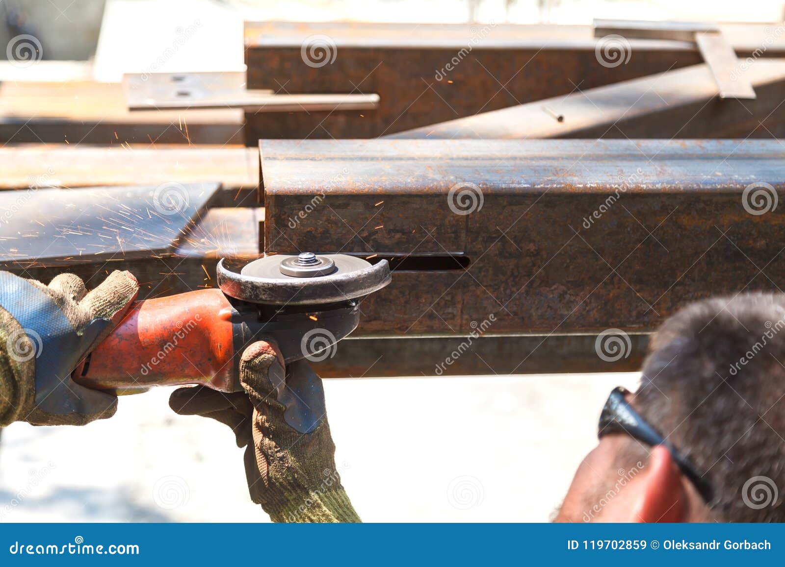 Man Cuts Flex Steel Products Stock Image - Image of grinder