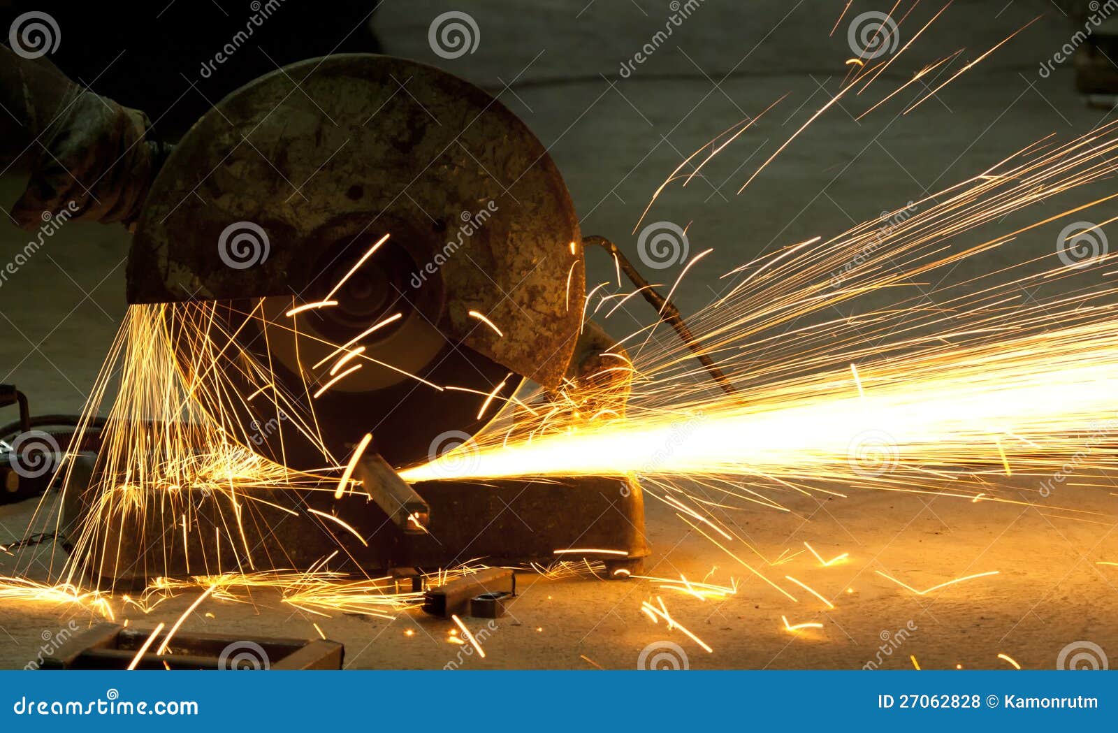 Cutting Steel with Machine for Cutting Steel Stock Photo - Image of
