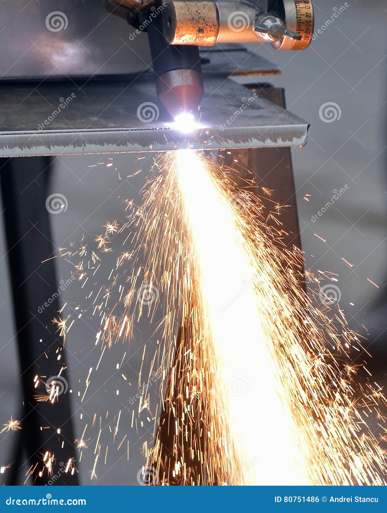Sparks Fire while Cutting Steel Stock Photo Image of labor