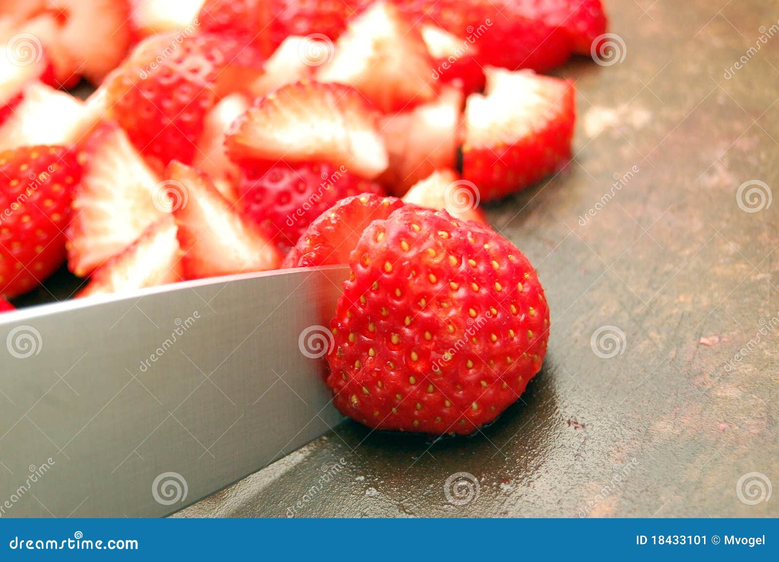 Cutting Strawberries stock image. Image of blade, silver 18433101