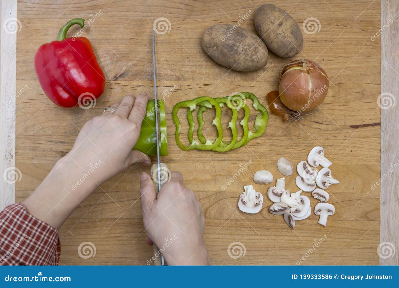 Cutting Veggies on a Cutting Board Stock Photo Image of ingredient, preparation 139333586