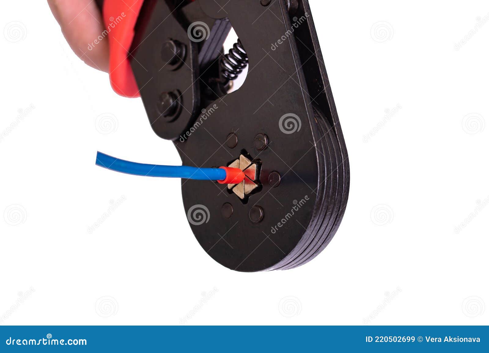 Cutting the Wire with Pliers Isolated on White Background Stock Image Image of installation