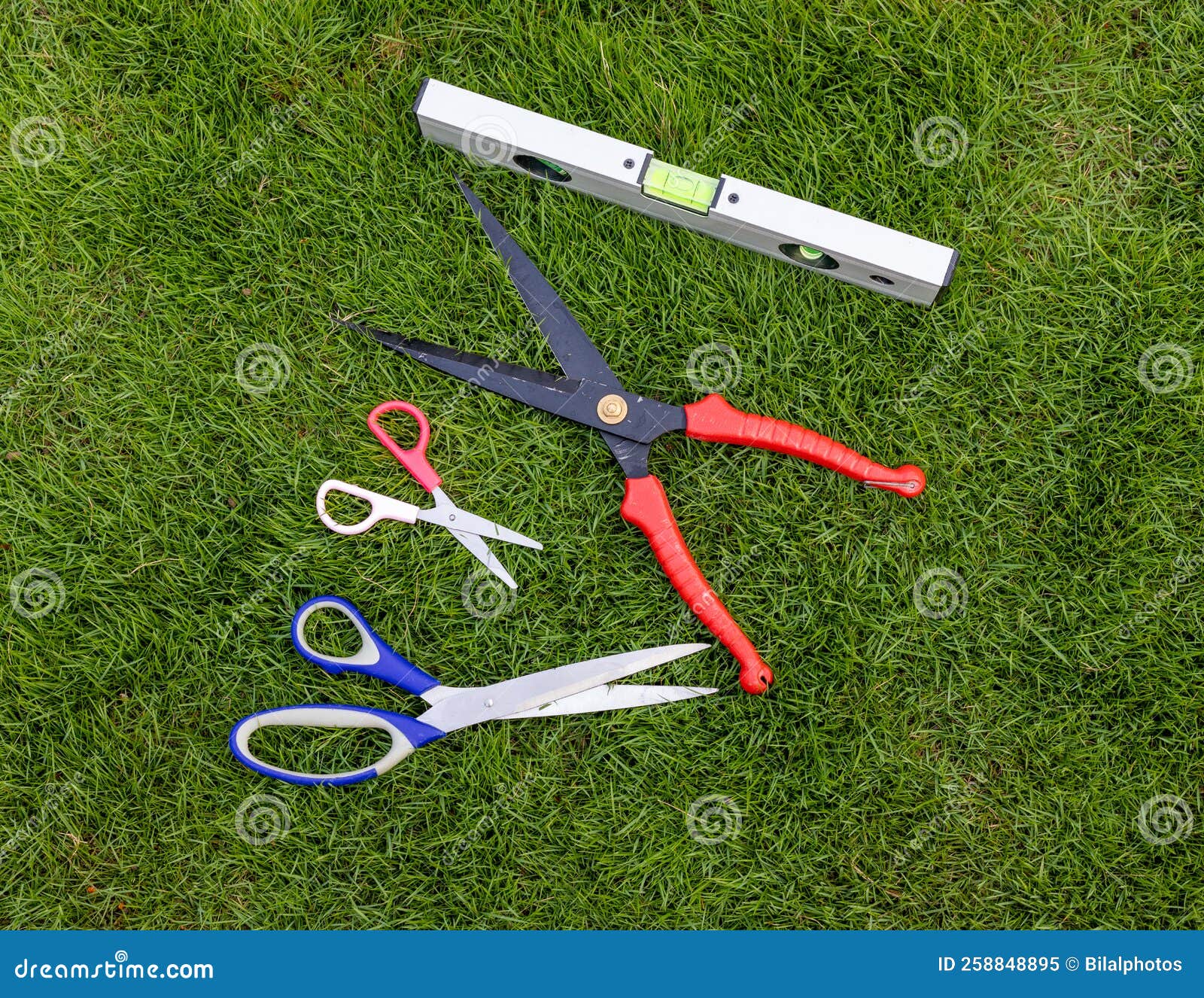 Cuttings Tools Laying in the Lawn Stock Image Image of concept