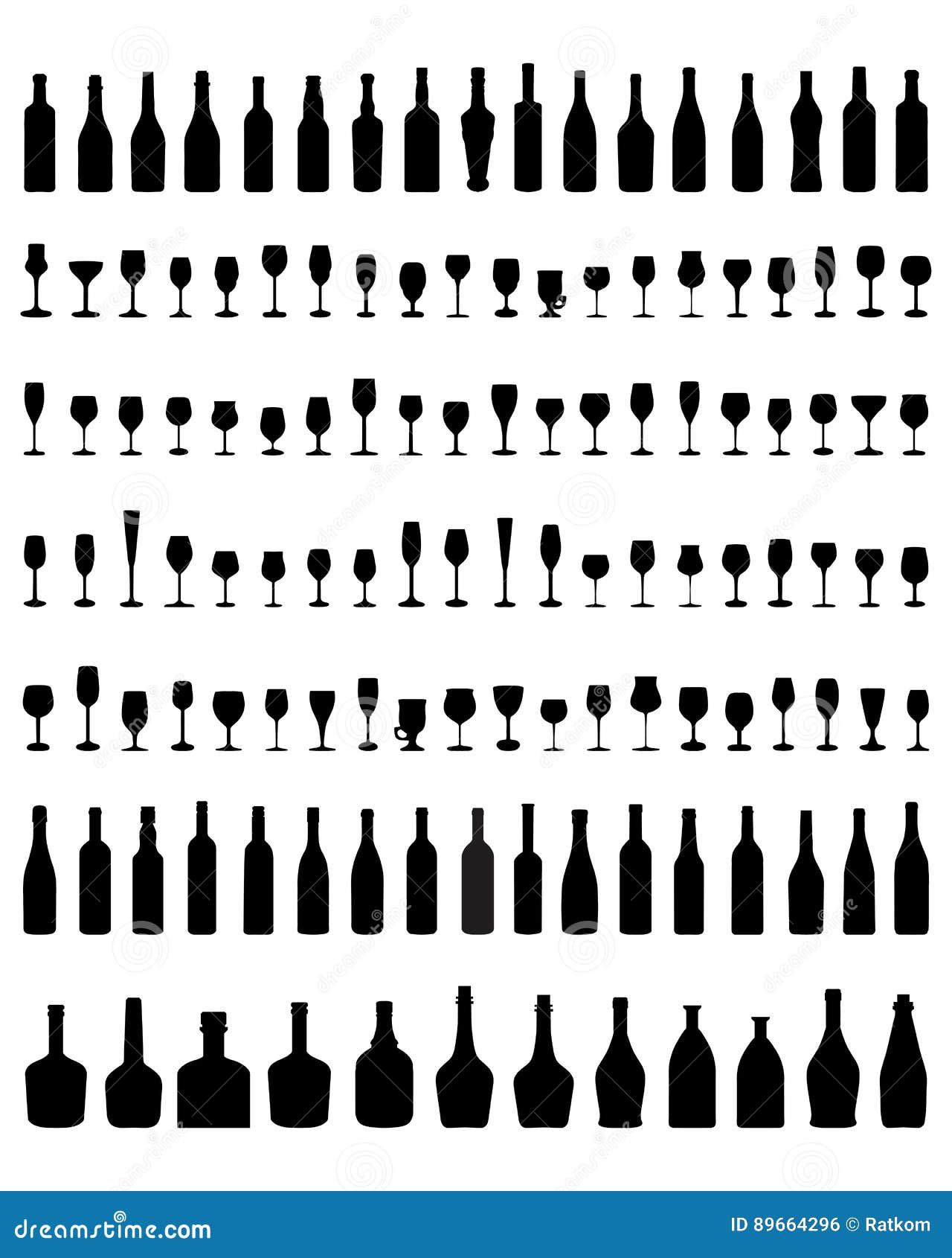 Cuvettes, Bouteilles Et Verres Illustration Stock Illustration du