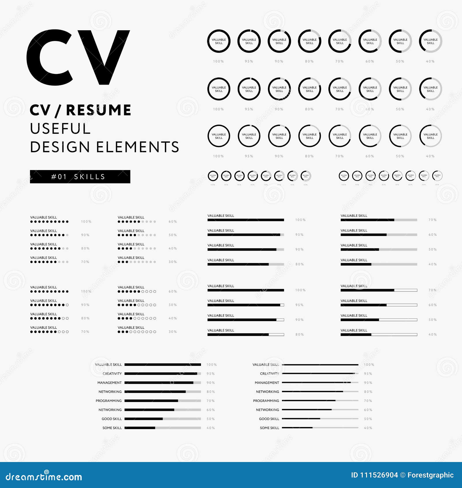 curriculum vitae useful  s set - skills icons