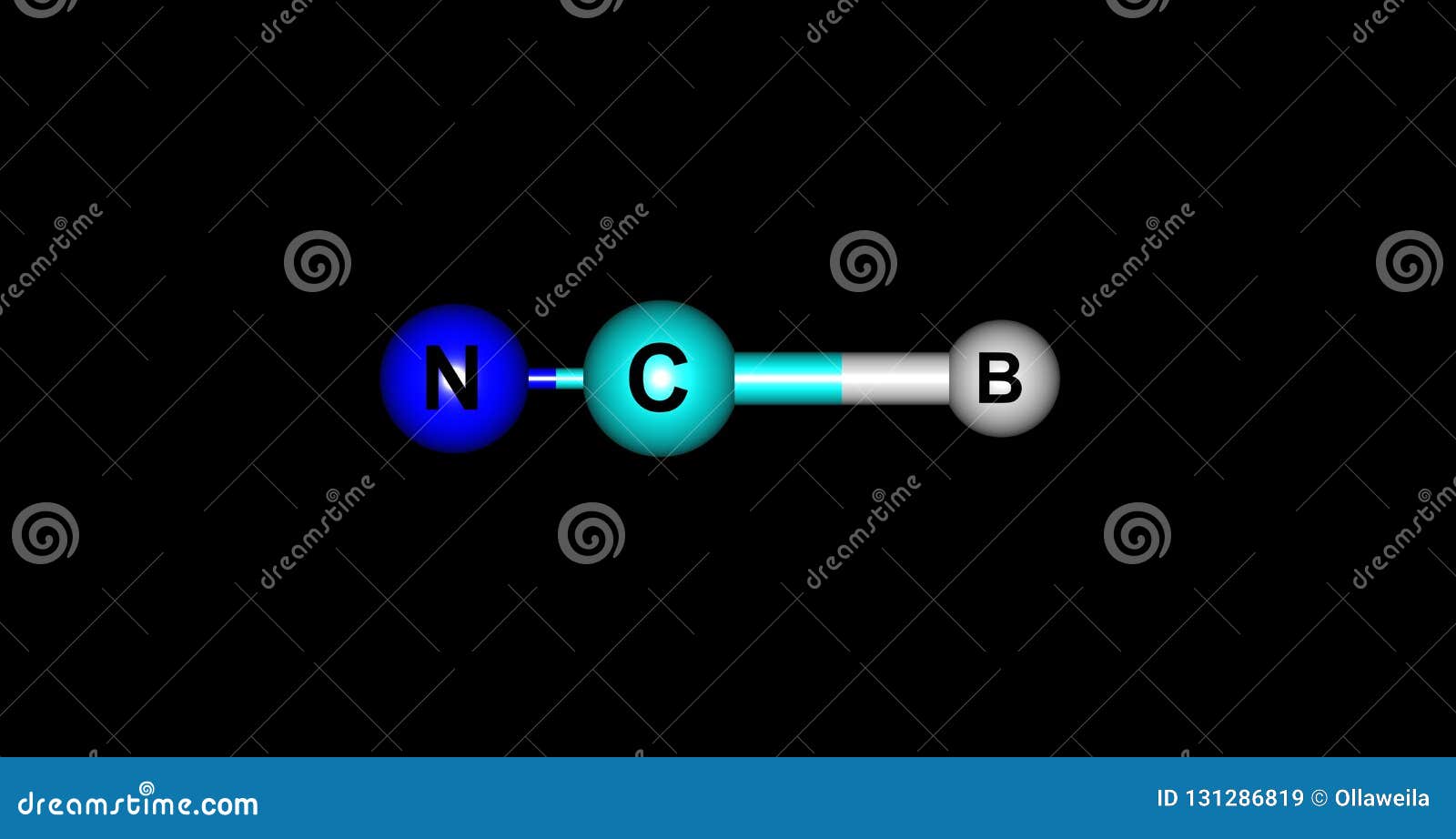 Cyanogen Bromide Molecular Structure Isolated on Black Stock Illustration Illustration of