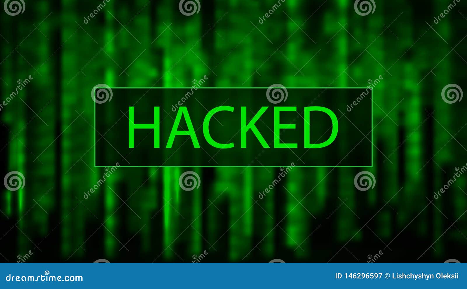 Cyber Attack. Hacked. Digital Background Green Matrix. Binary ...