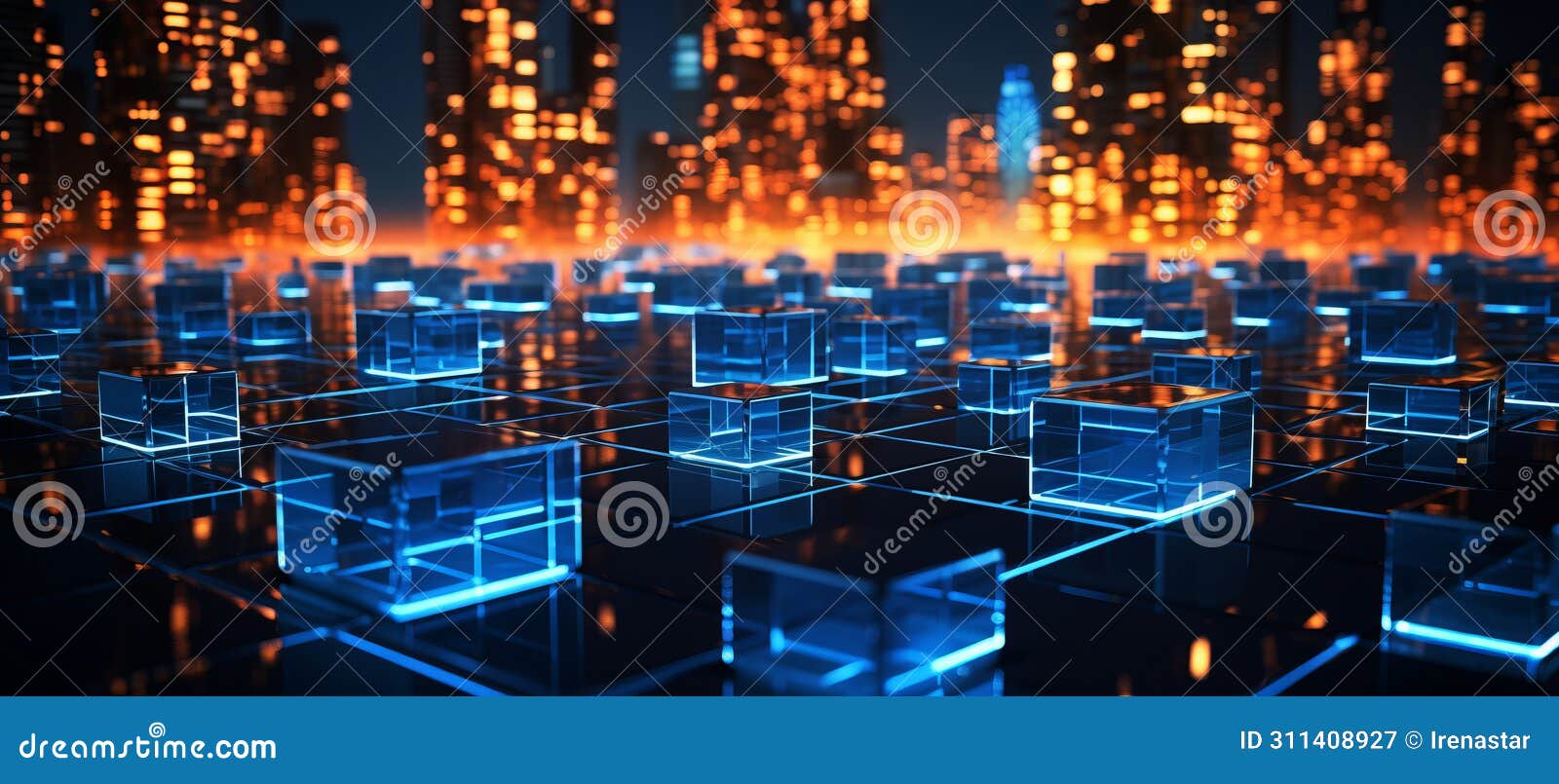 cyber big data flow. blockchain data fields. network line connect