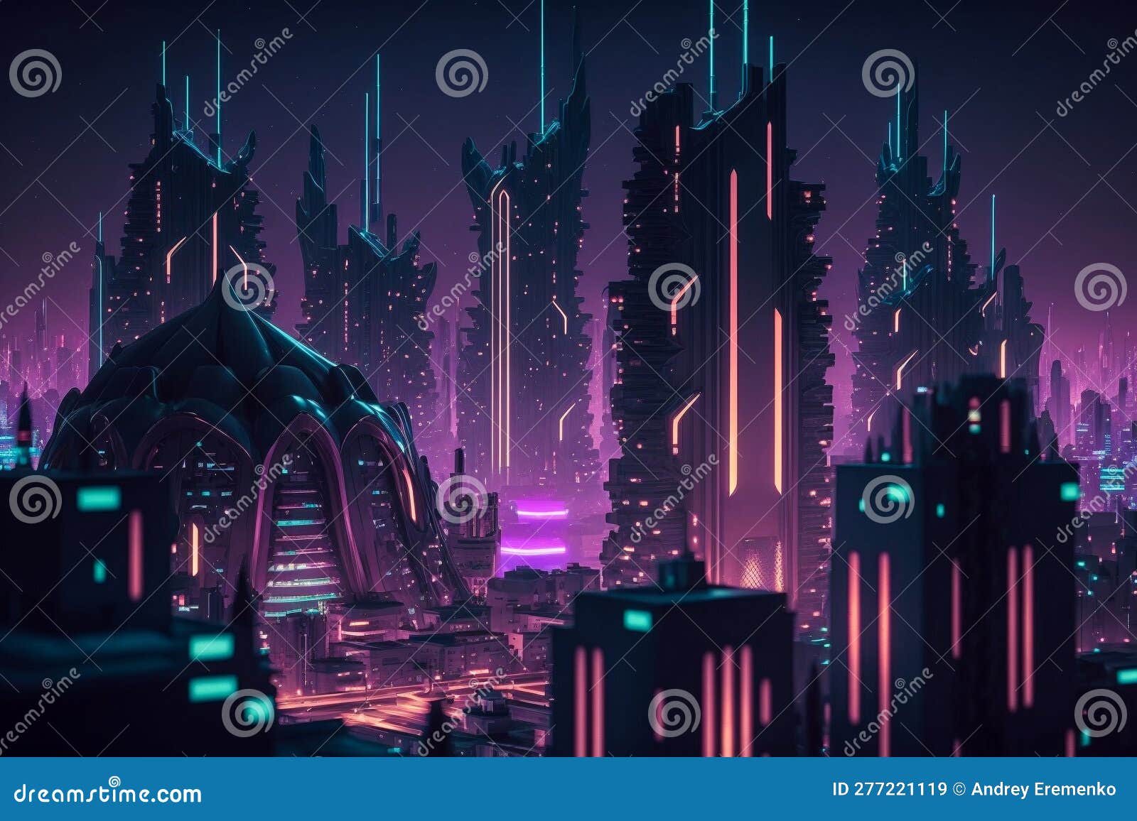 The Cyber City. a Futuristic Nightlife Experience. Generative Ai Stock