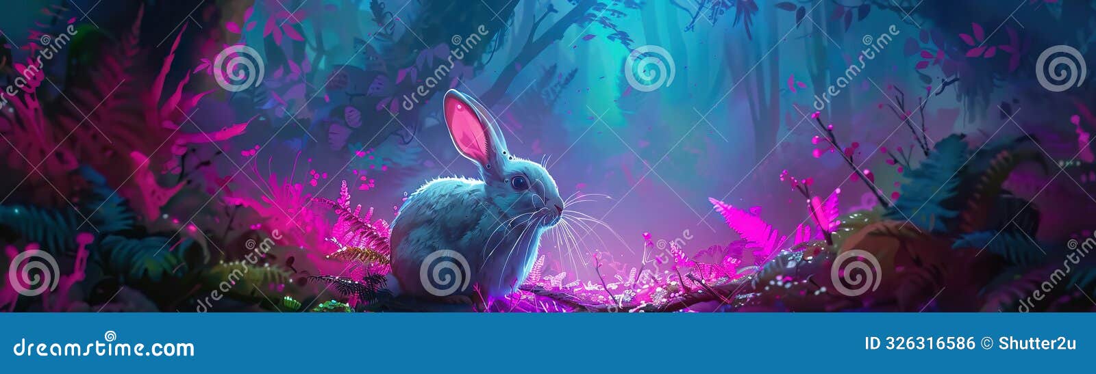 cyber enhanced rabbits with speed modules darting through neon underbrush in experimental ecosystems