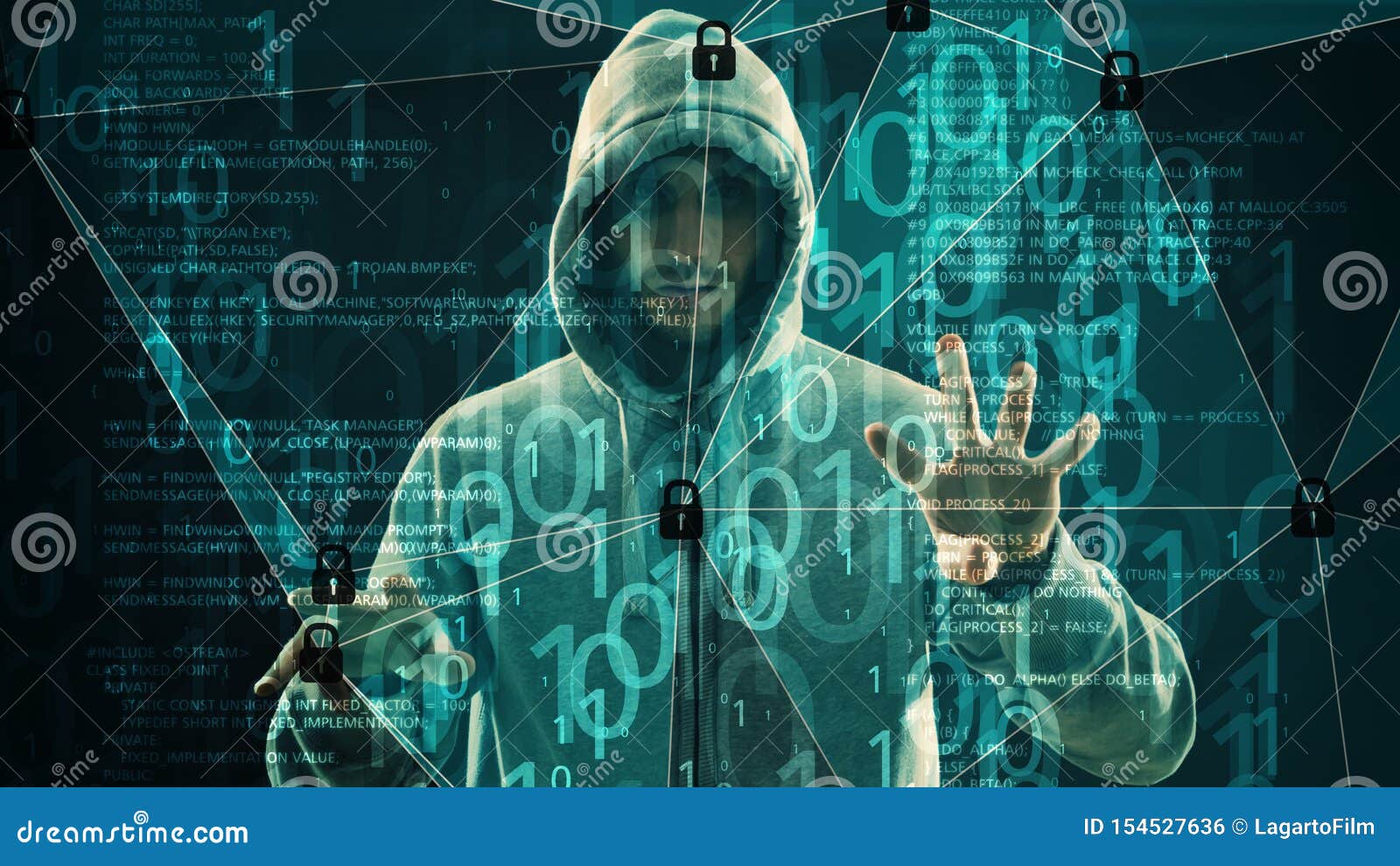 Cyber Hacker Breaking The Code Abstract Lines Connected Stock Photo Image Of Creative Crime 154527636