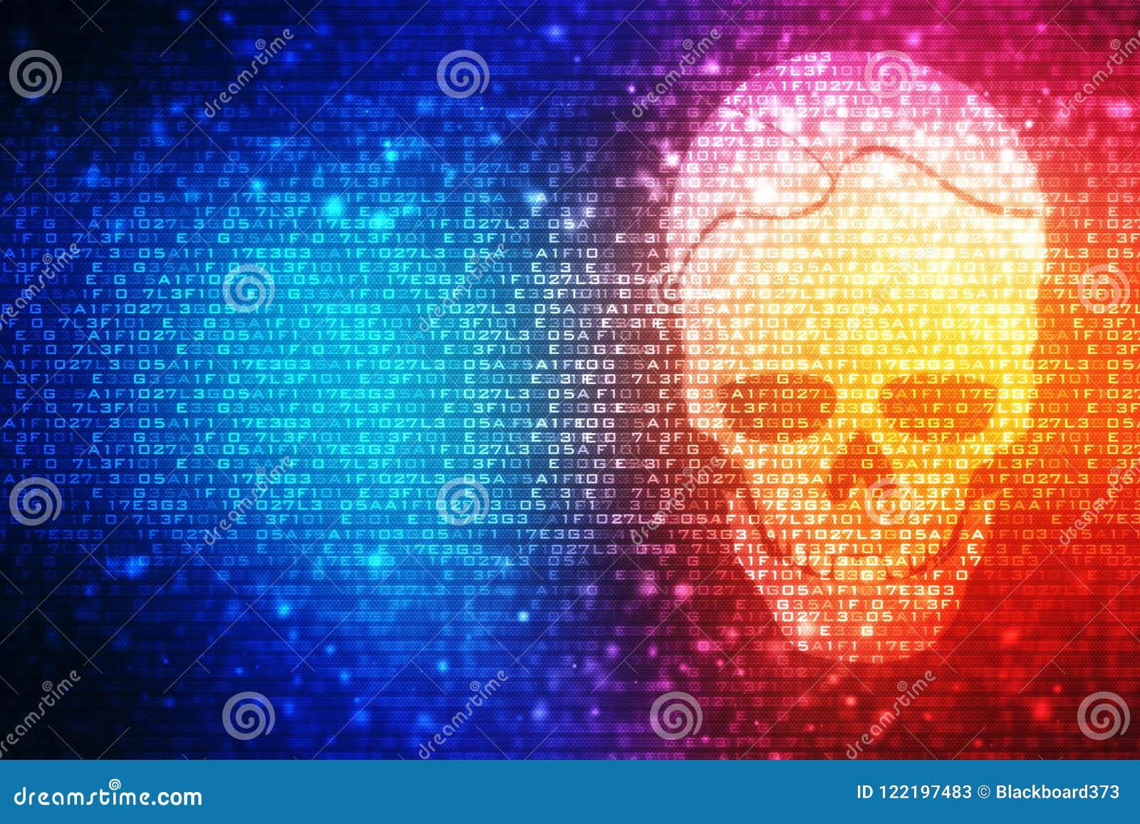 Cyber Hacking Background Skull With Binary Code In Digital