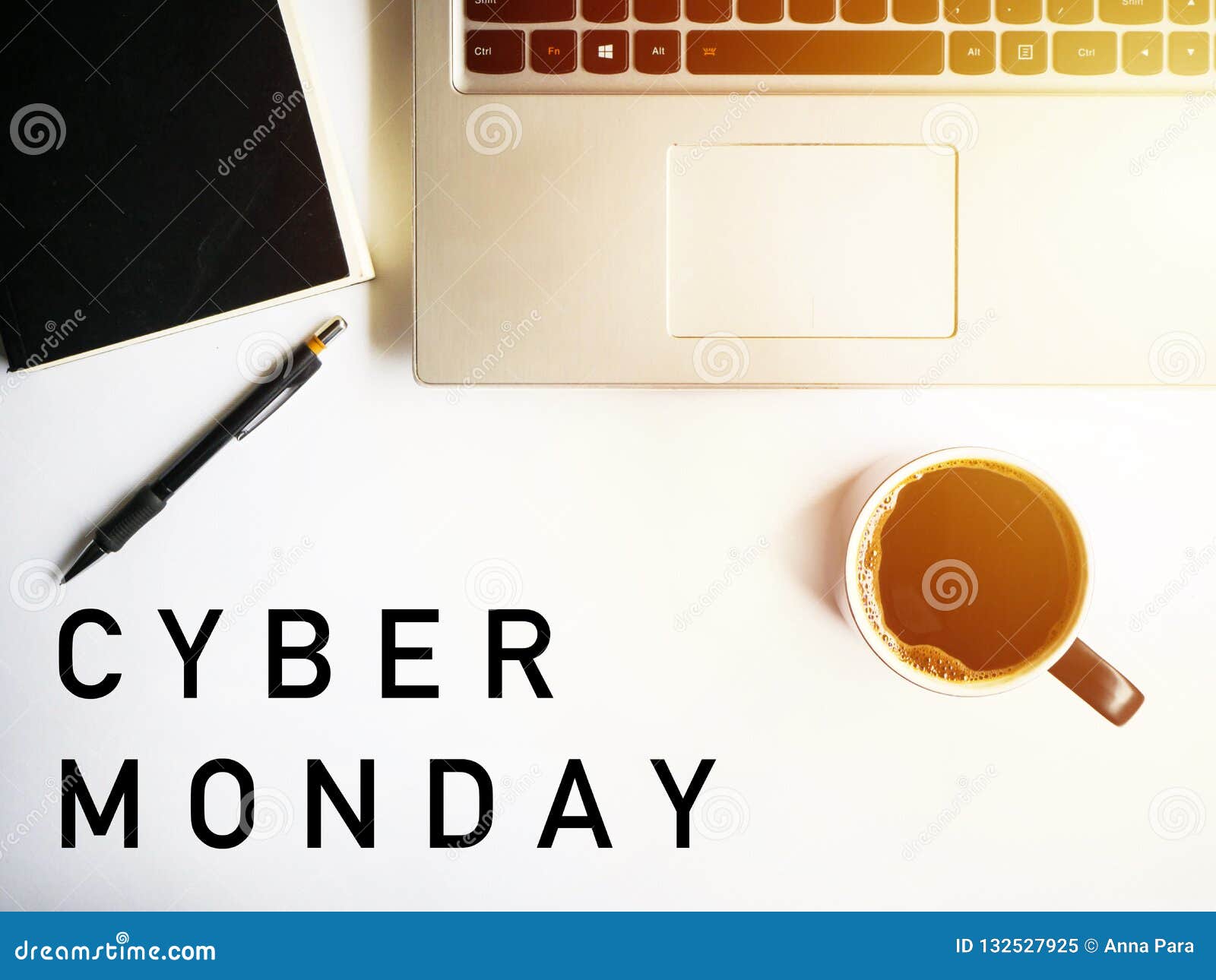 Cyber Monday. Laptop and Coffee. Stock Image - Image of background ...