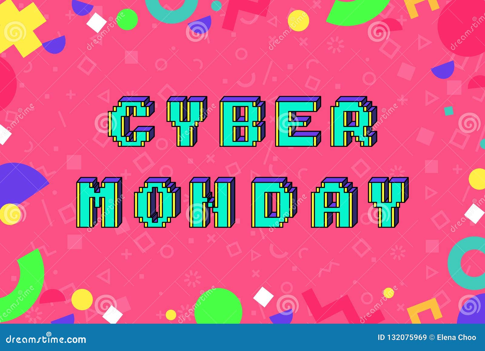 cyber monday pixel art style promotion banner