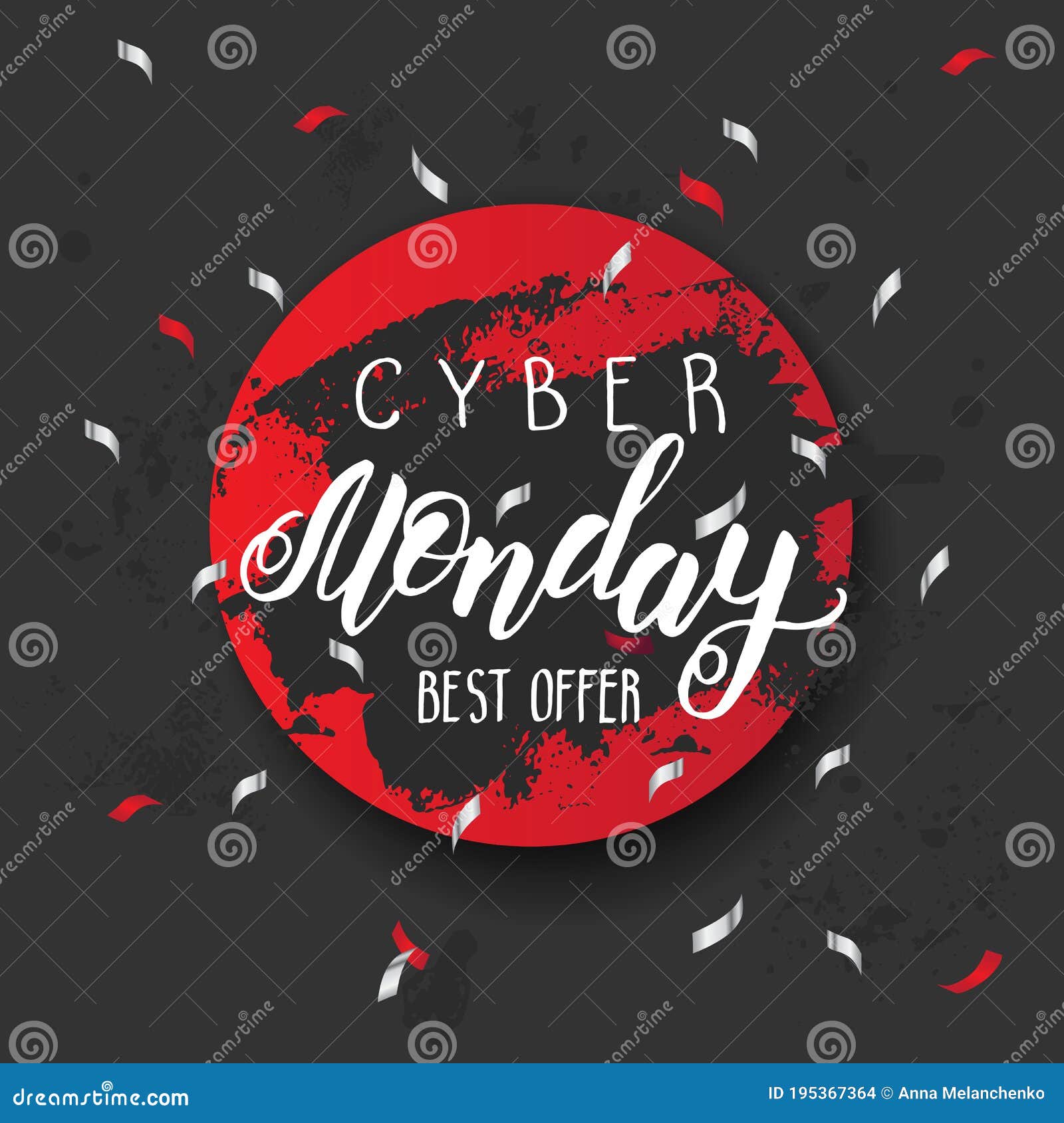 cyber monday sale banner with brush stroke and handwritting trendy lettering. best offer.  