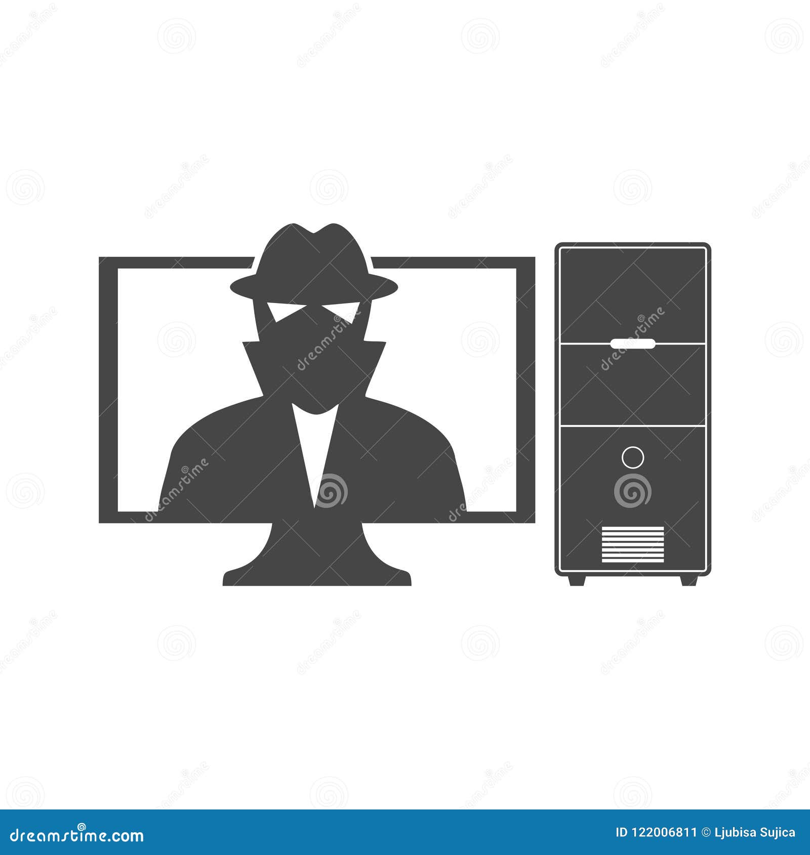 Cyber Risks Icon, Data and Network Protection Stock Illustration