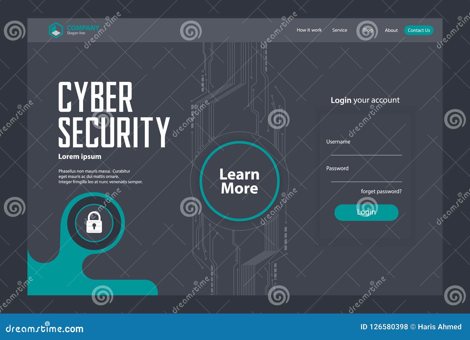 Cyber Security Landing Page Vector Template Design Stock Vector Illustration Of Concept Design 126580398