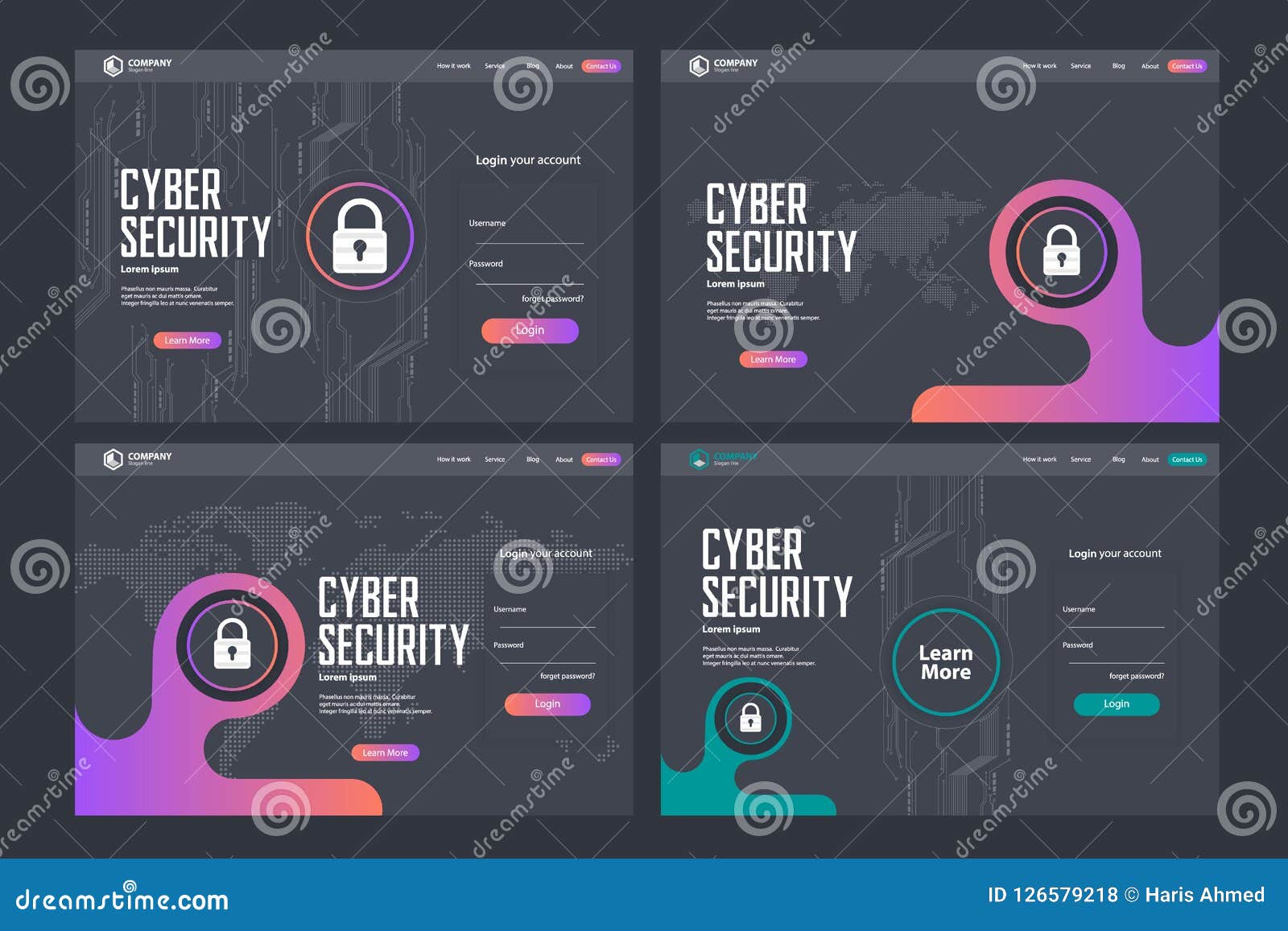 cyber-security-landing-page-vector-template-design-stock-vector