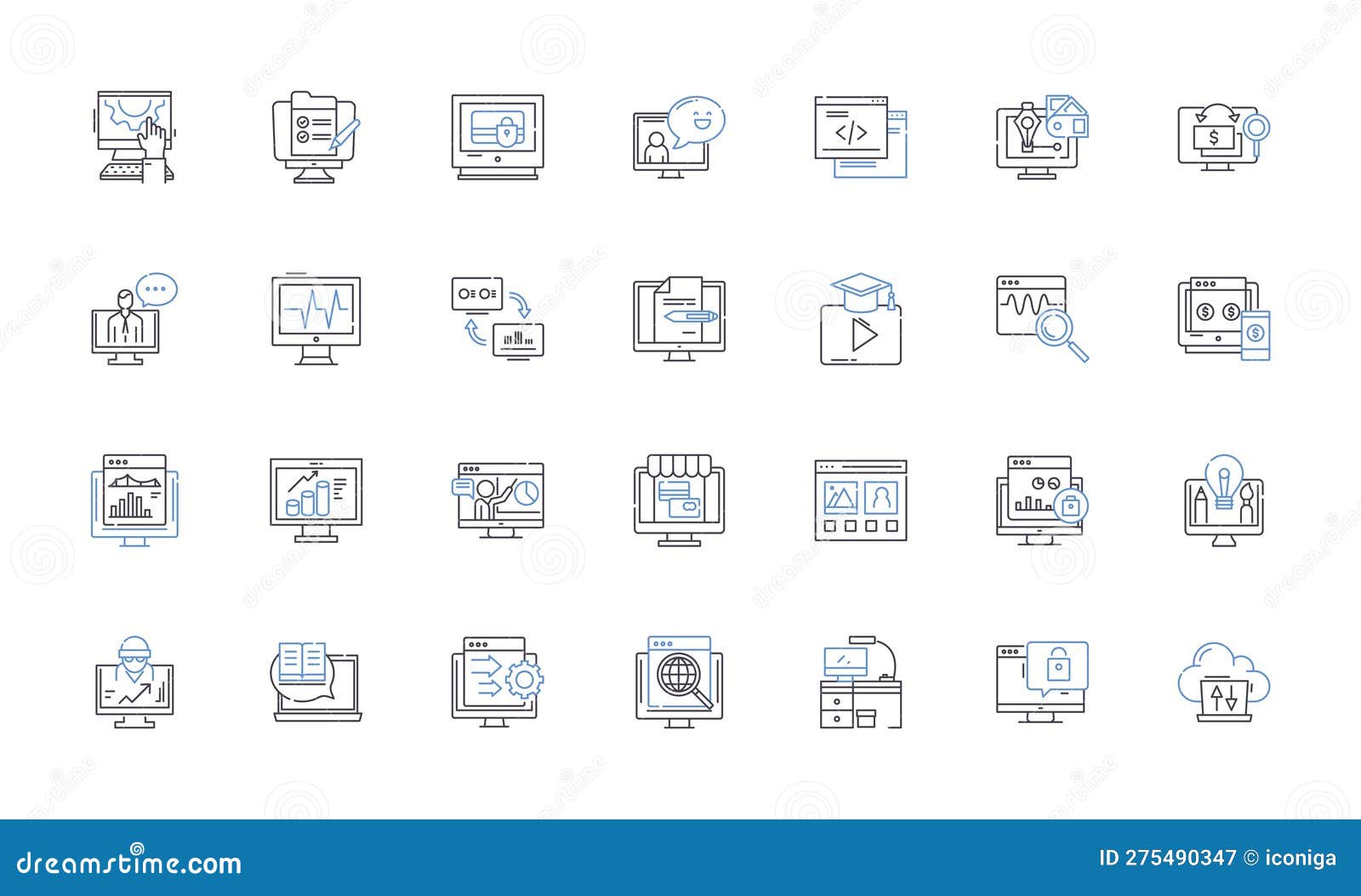cyber security line icons collection. firewall, malware, encryption, passwords, hackers, phishing, identity  and