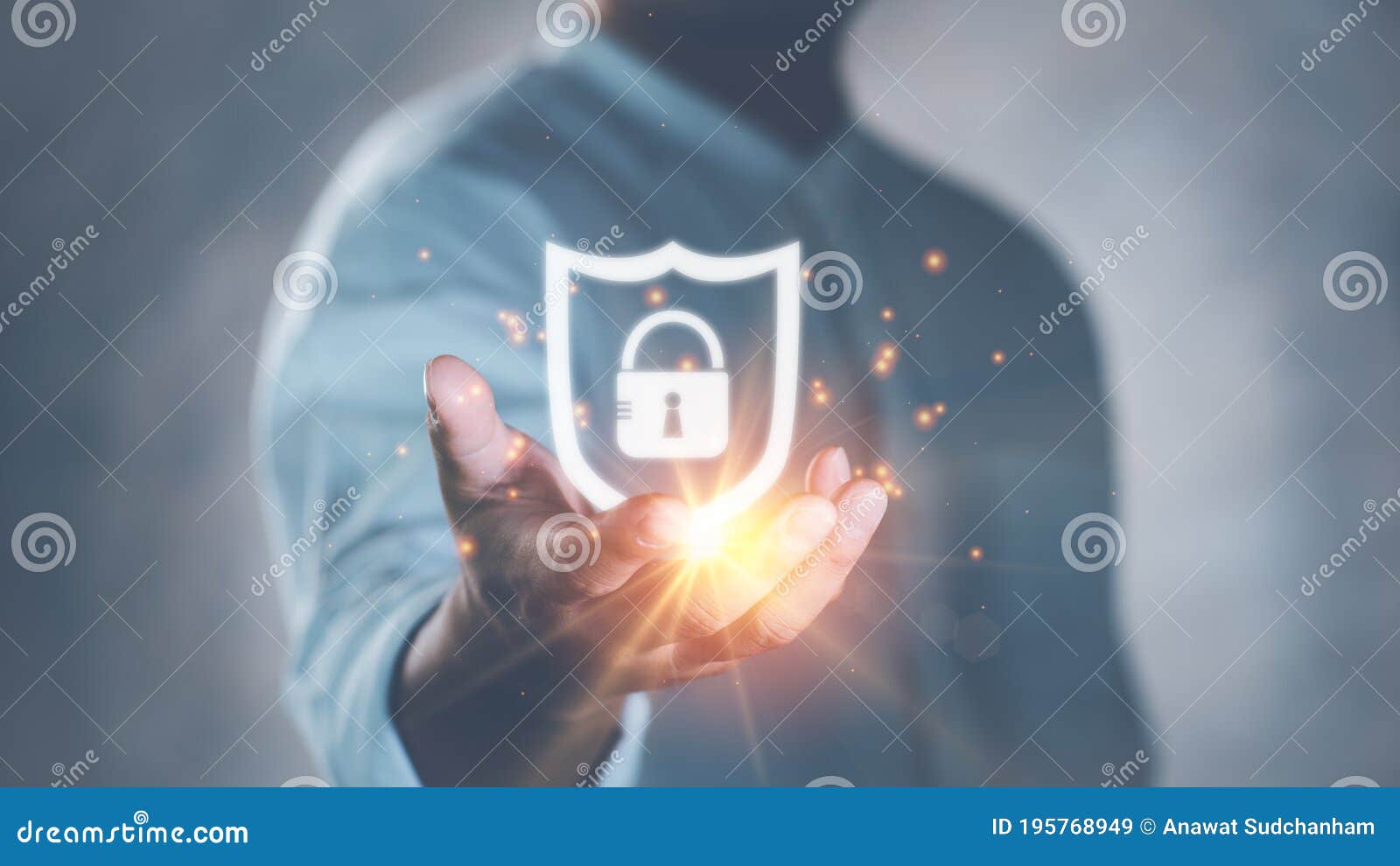 cyber security safe data protection business technology privacy concept. businessman holding shield protect security icon security